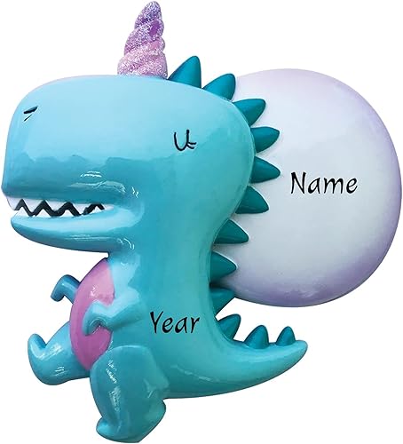 Miniatura 9 de Adorno personalizado para árbol de Navidad de dinosaurio T-Rex 2023 escrito a mano, decoración personalizada para niños y niñas, Ornament Station -