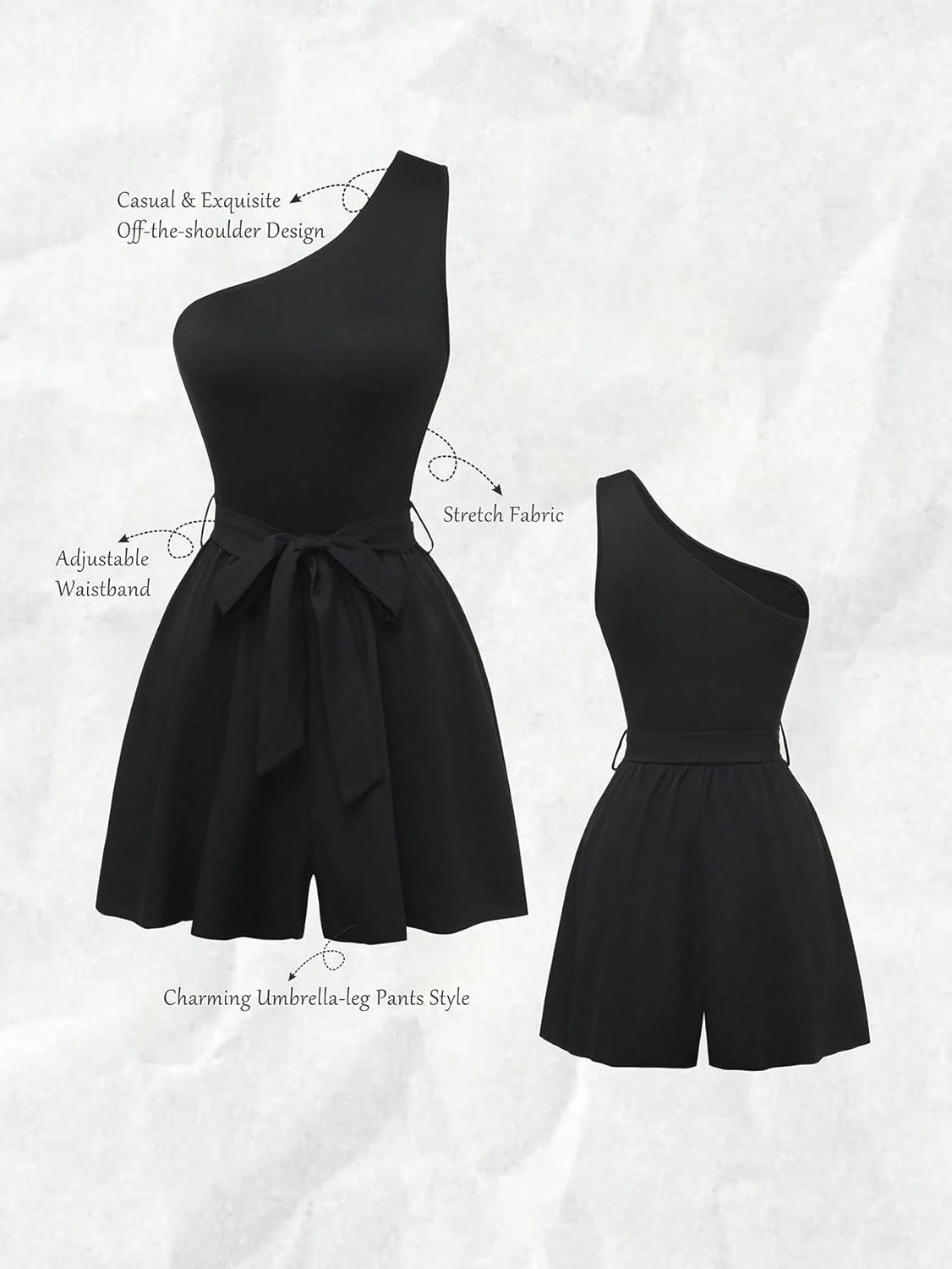 Rompers for Women Summer 2026 Casual Jumpsuit Sleeveless Short With Asymmetrical Neck Romper