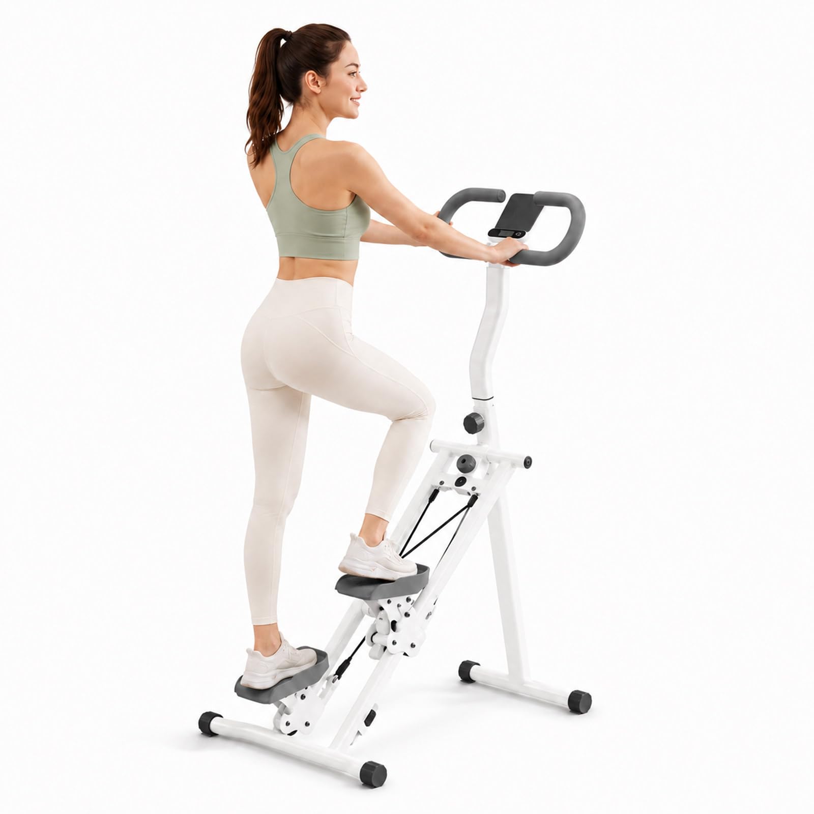 Stepper Verticale Pieghevole per Uso Domestico, attrezzo Cardio per Tutto White