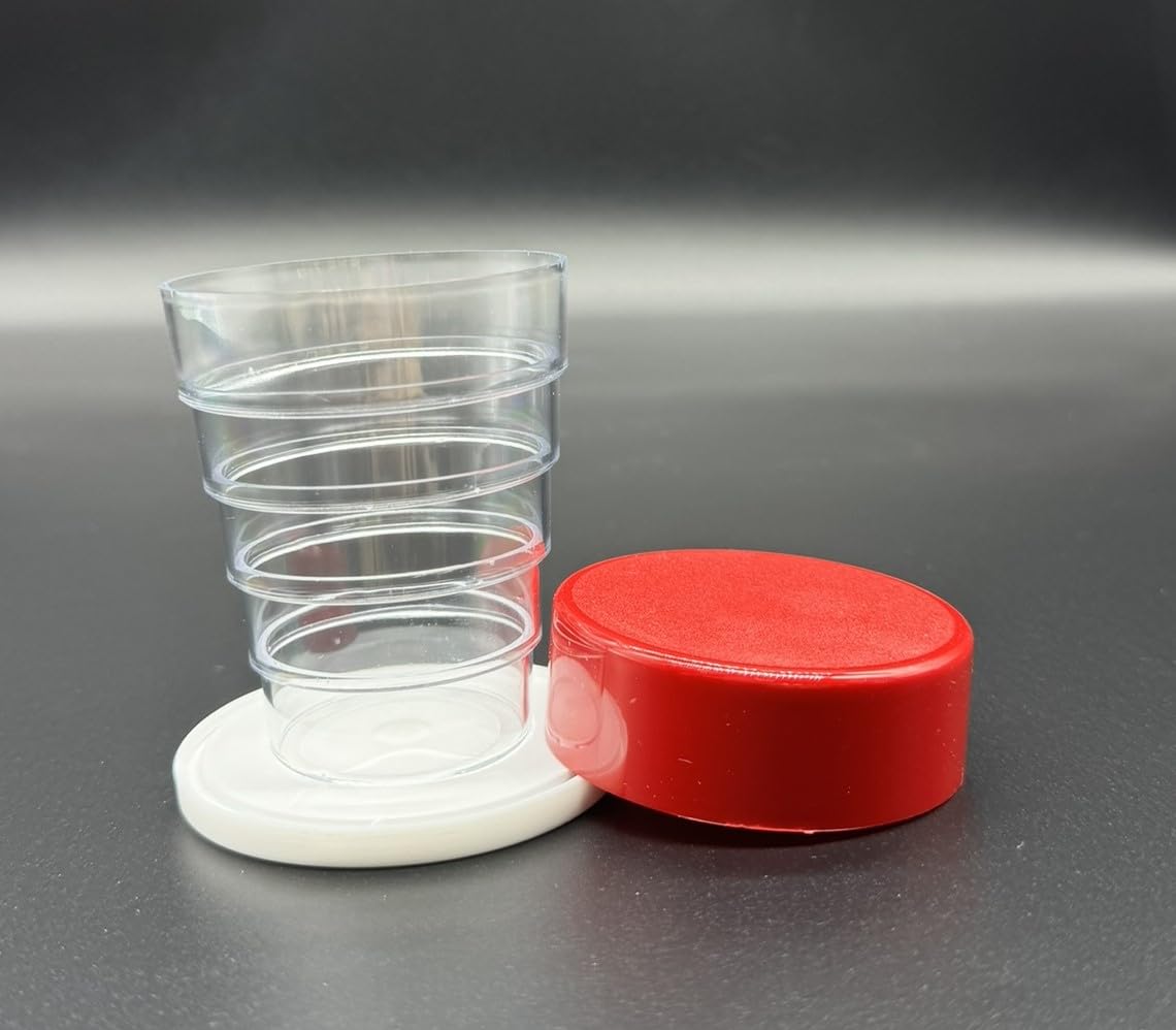 Kimmel Folding Mug with Mirror for Picnic Travel Household Folding Cup Toothbrush Cup Outdoor Hiking Camping Lid Colour Red