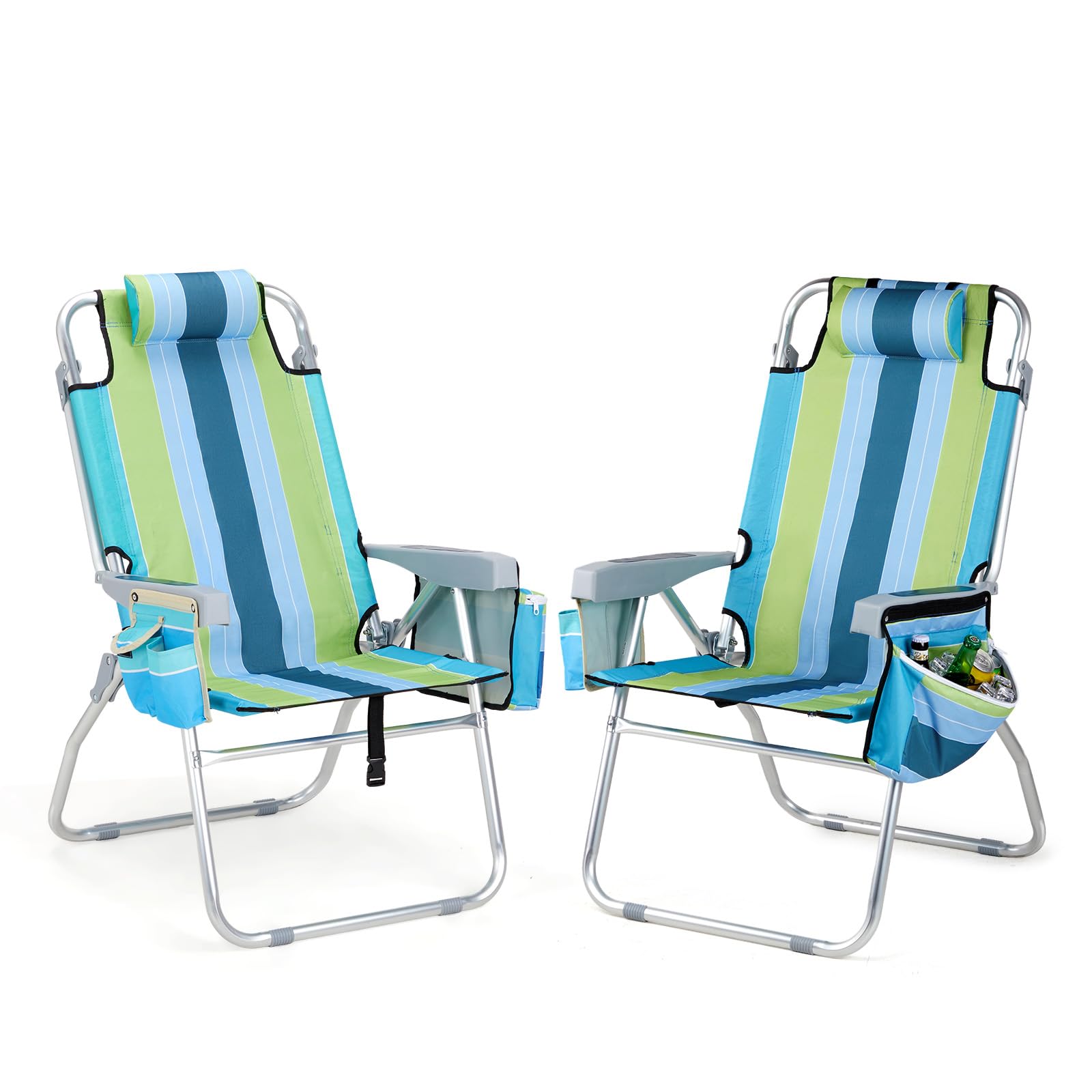 UJOYPAD - Juego De 2 Sillas Reclinables Plegables, Sillas Plegables Con Respaldo Ajustable De 7 Niveles Sillas De Patio Portatiles Para Adultos