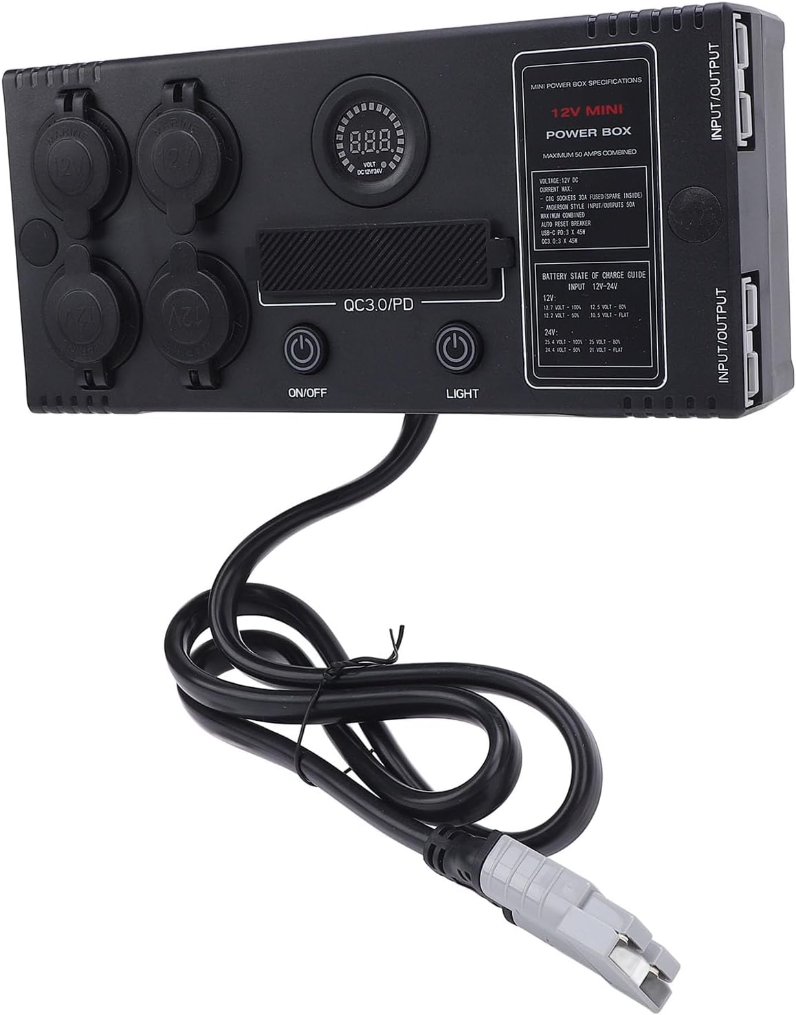 12V Mini Power Box, Portable Multifunctional Control Hub for Outdoor Adventure, Fast Charging with 6 USB and 4 Lighter Sockets, Dust , Size 240 x 112 x 60 mm image 4