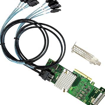 SAS HBA Card Compatible with LSI 9211-8i & 9300-8i IT Mode with SATA Cables | SAS3008, PCIe 3.0 x8, 2x 8643 to SATA Cables, PCIe SATA Expansion Card, HBA Controller, SAS Expander, ZFS/TrueNAS