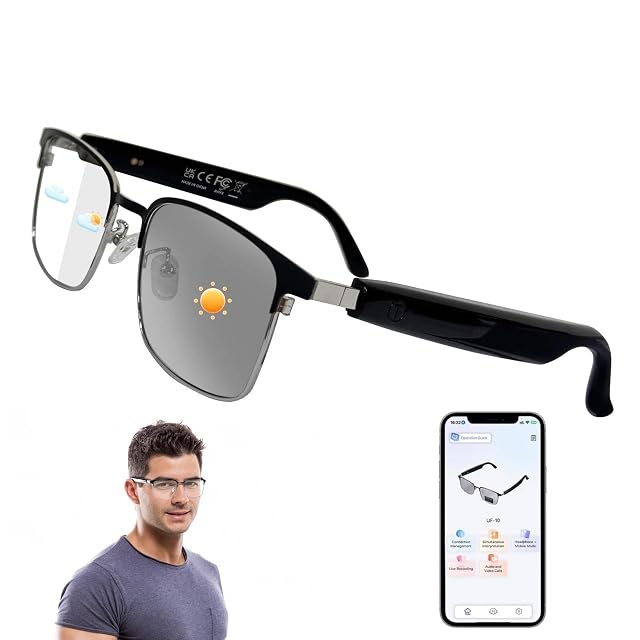 AI Smart Glasses Power by ChatGPT Bluetooth Glasses for Women Men Photochromic Lenses Real-Time Translation in 160 Languages
