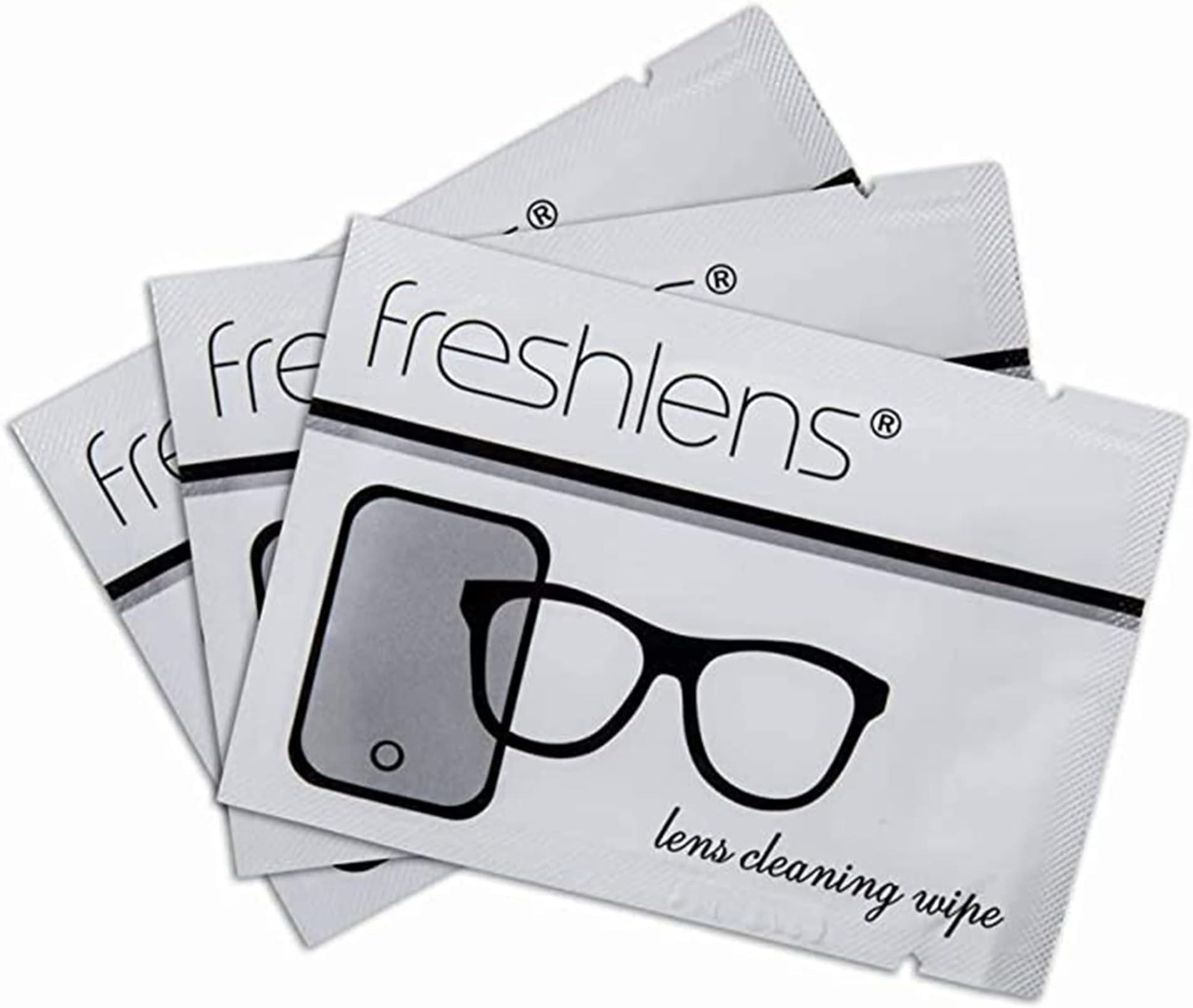 FRESHLENS Lens Cleaning Wipes - Lens Wipes for Eyeglasses, Sunglasses & Cell Phone - Scratch-free, Non-streaking Pre-moistened Towelettes -Individually Wrapped Glass & Screen Cleaning Wipes, 100 Count