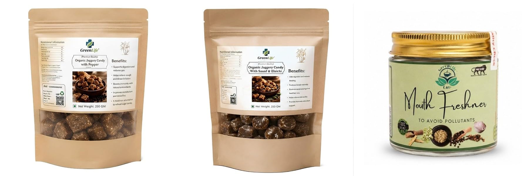 Organic Jaggery Candy Ginger Mix 250g | Natural Desi Gur | Traditional Sweet & Spicy with Pepper | & Sp-image-27
