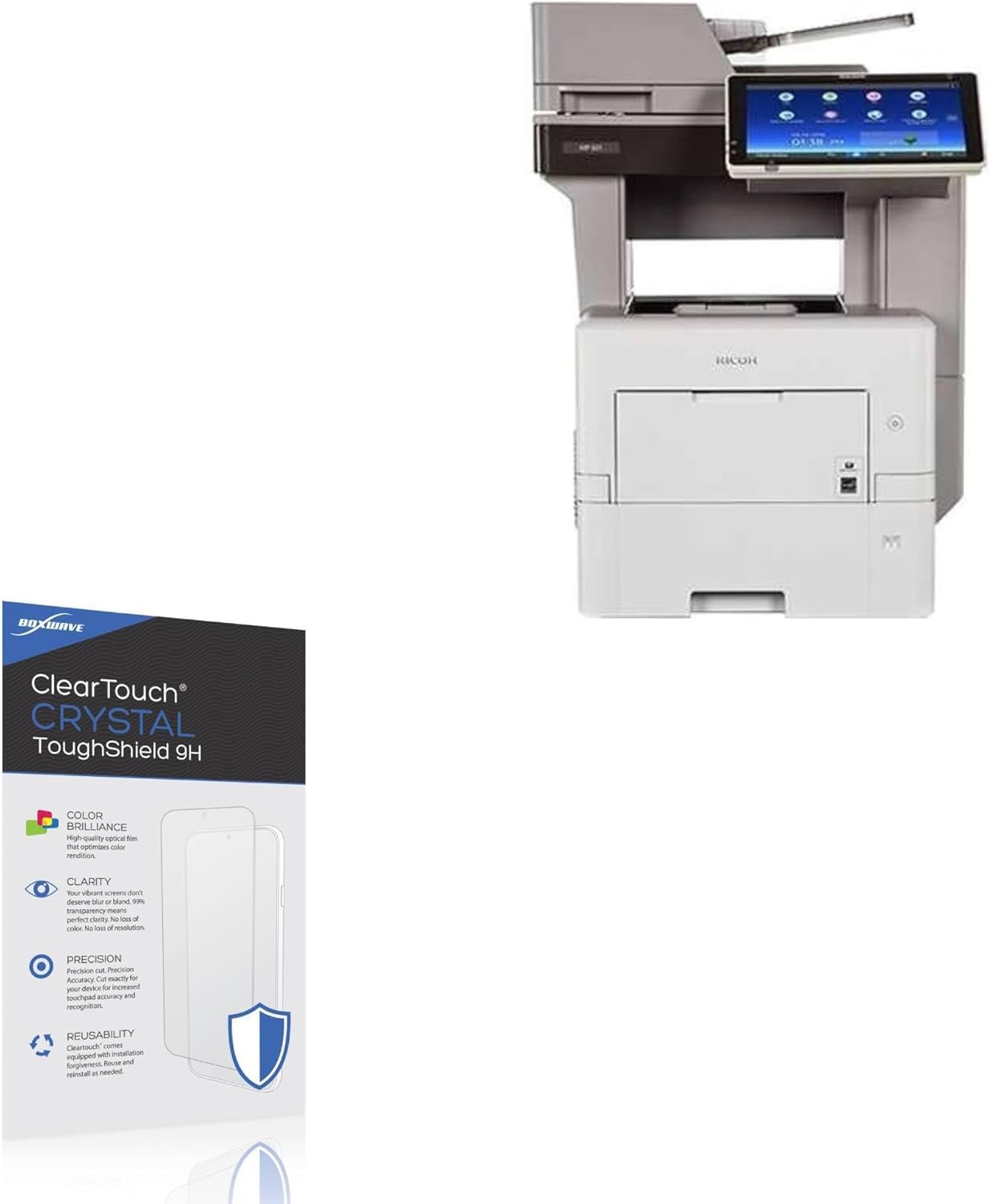 BoxWave Screen Protector Compatible With Ricoh MP 601SPF - ClearTouch Crystal ToughShield 9H (2-Pack), Clear 9H Tough Flexible Film Screen Protector