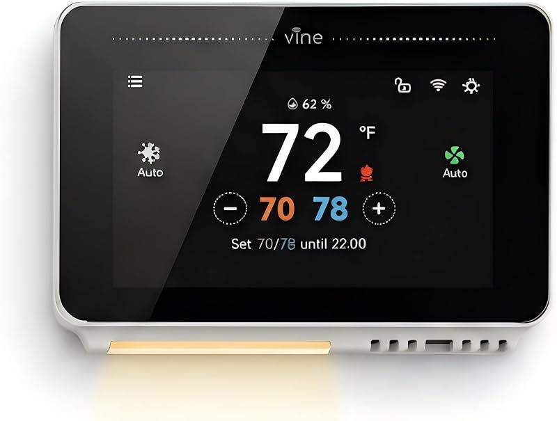 Smart Thermostat for House with Nightlight, 4.3 Inches WiFi Thermostats for Home Compatible with Alexa and Google Assistant, 7day x 8period Programmable, C-Wire Required