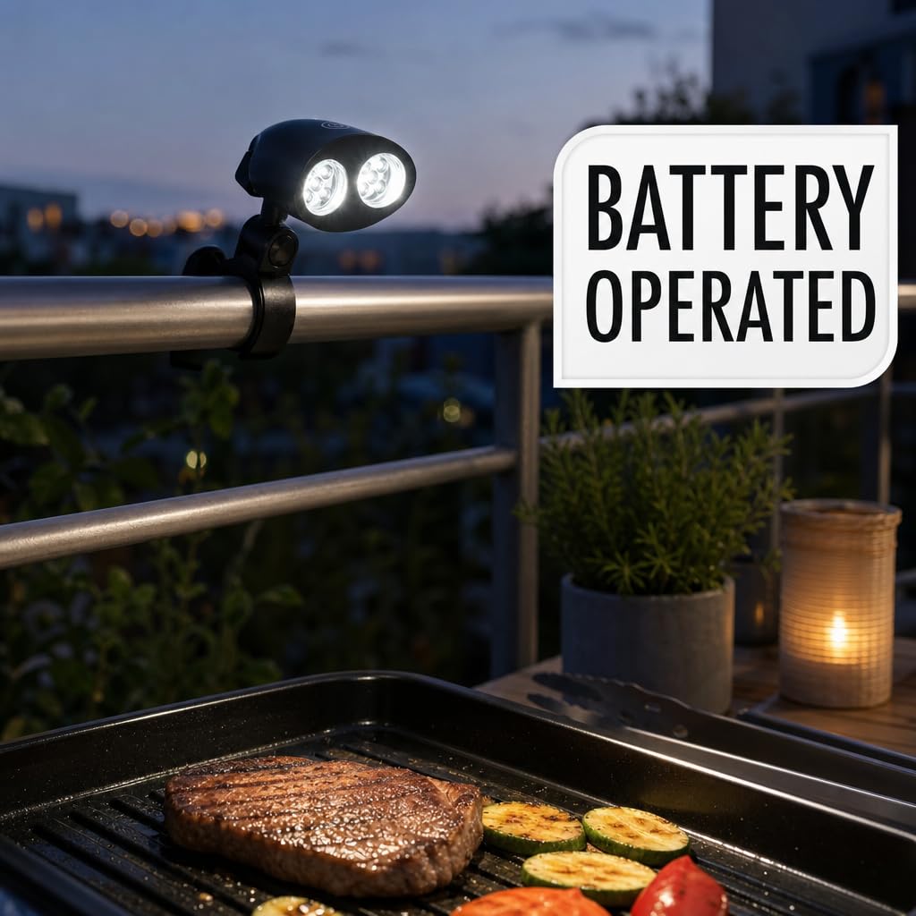 MIJOMA Robuste Grilllampe mit 10 Superhellen LEDs, 180° Flexibler Schwenkmechanismus, Praktische Touch-Schalter Funktion, einfache Anbringung dank C-Klemme - Das zweckmäßige Outdoor Grillzubehör