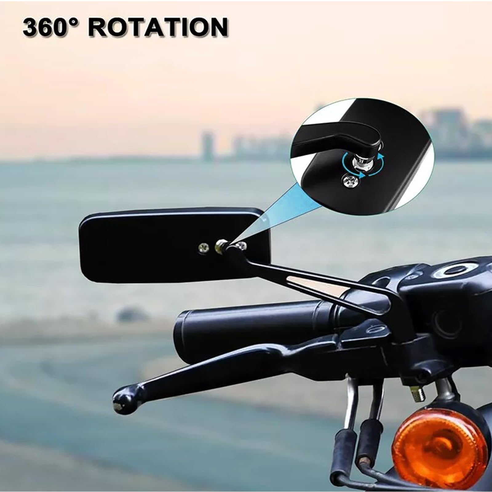 8mm 10mm Specchietti laterali Moto,Moto Rettangolo Specchietto retrovisore Manubrio Specchietto laterale per Street Bikes Sport Bikes Bobber Chopper