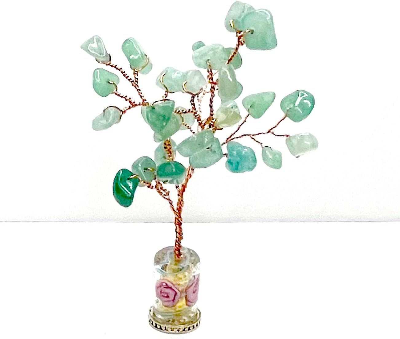 Set of 8 Wire Wrapped Liitle Tree of Lifes DIY Making Kit. Box of 8 Color Gemstones, 3 Spools of 0.3mm/28GA Copper wires, 8pcs Ramdon picked Bases. Mini Tree of Life Creation. (Rose Golden Wire)