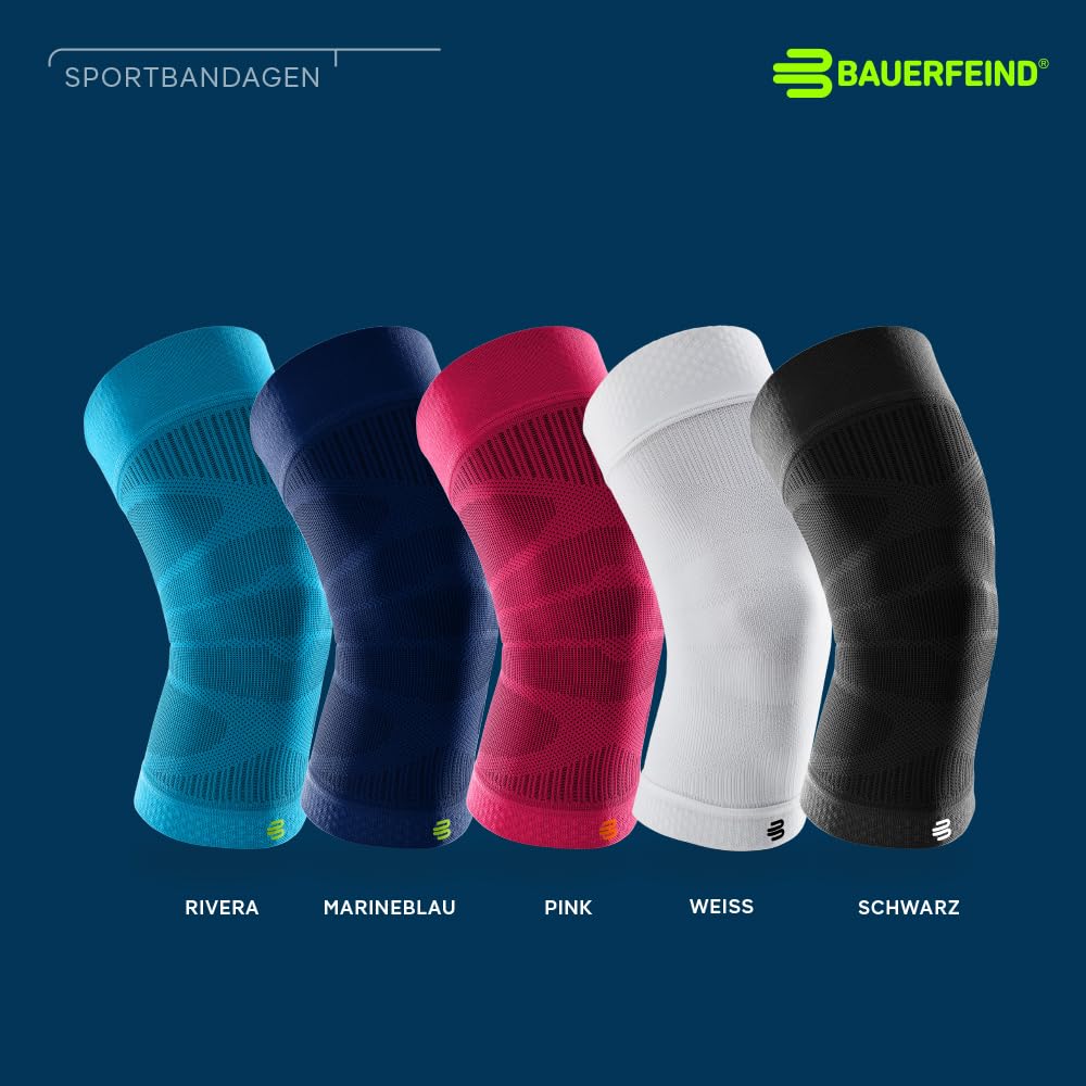 Bauerfeind Knee Sleeve „Sports Compression Knee Support“, 1 Unisex Sportkniebandage für Fussball, Laufen oder Fitness, Rechts & Links tragbare Kniebandage