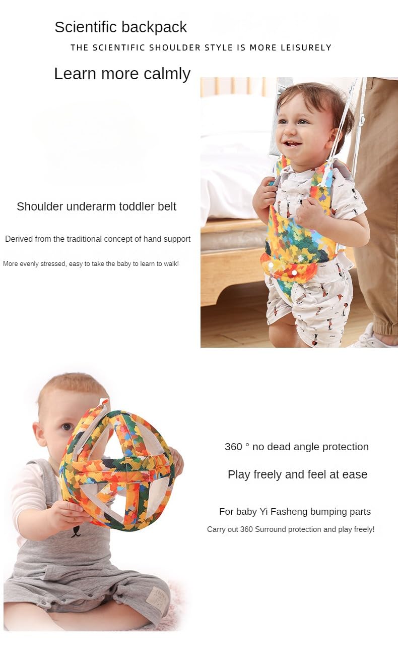 Toddler Walking Belt Infant Toddler Helmet No Bump Safety Head Cushion Protective Cap Child Safety Headguard for Walking Safety Helmet Walking Belt Set for Kid (Red White Bear 3)