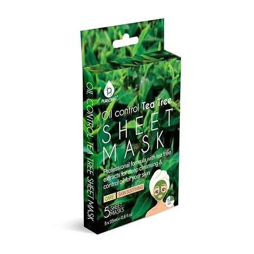Pursonic Máscara de hoja de árbol de té con control de aceite para piel propensa al acné, reduce puntos negros y puntos blancos, hidratante y