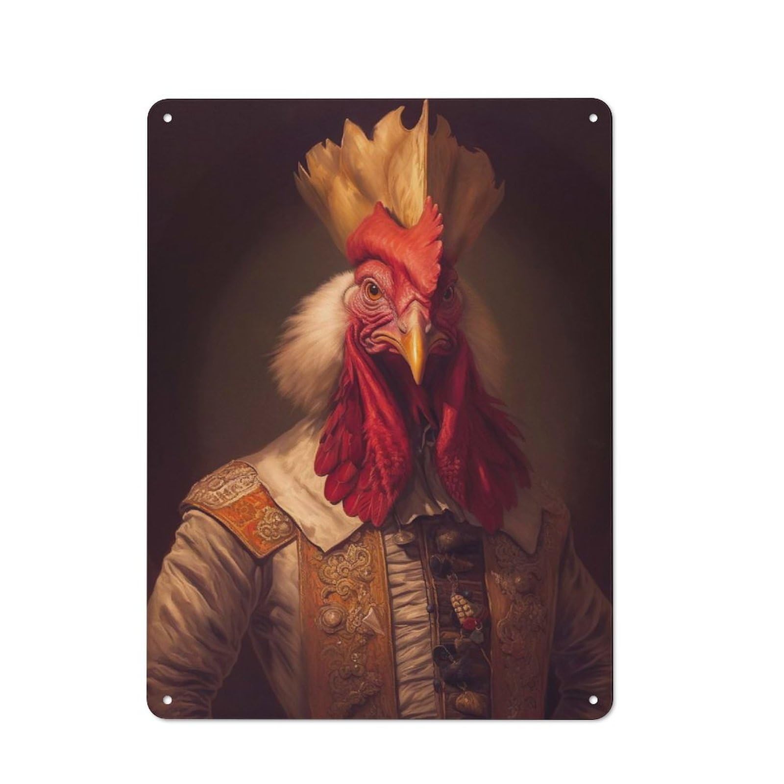 Rooster Tin Wall Plaque 40x30cm, Rustic Farmhouse Wall Decor for Dining Room, Cafe, Entryway Or Family Room