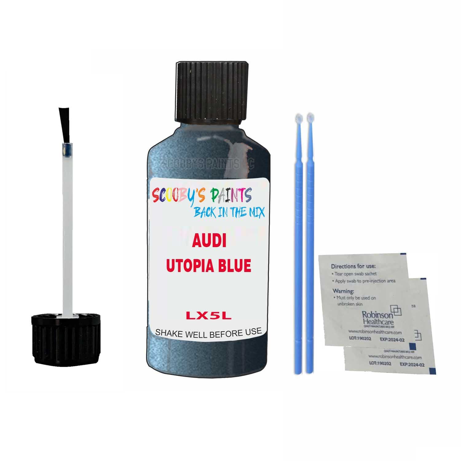 Scoobys Paints Back In The Mix Utopia Blue Touch Up Paint For Audi Q3 Lx5l 2014-2019 30Ml Bottle Brush Scratch Stone Chip Repair Pen