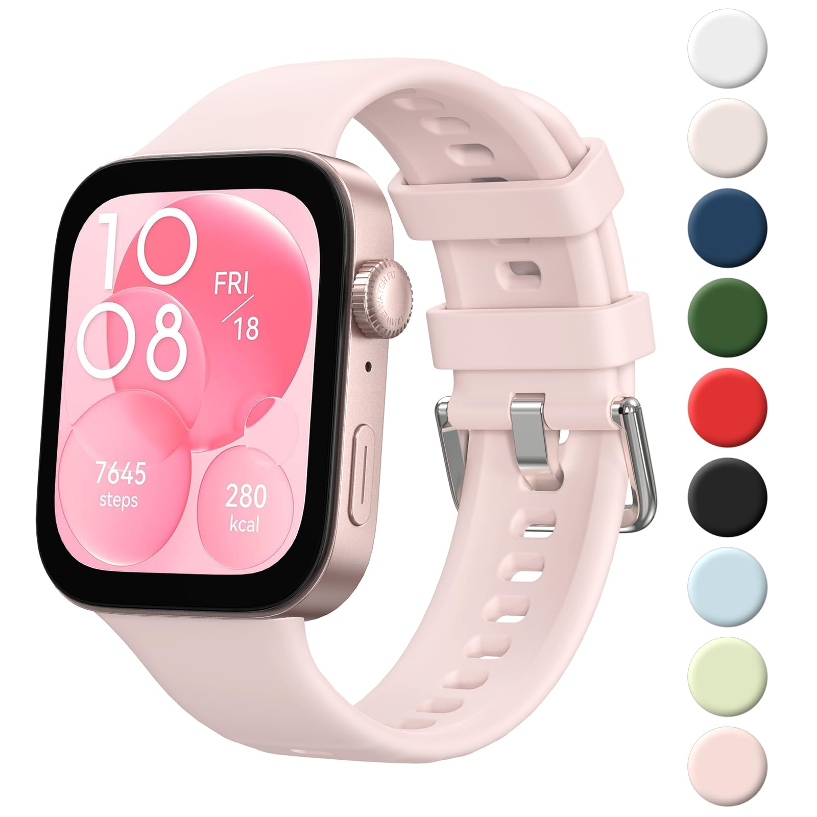 VancleSilicone Band for Huawei Watch Fit 3 Strap(Not for Watch Fit/Fit2) Band Lightweight Sport Wristband Intended for Huawei Watch Fit3 (Pink)