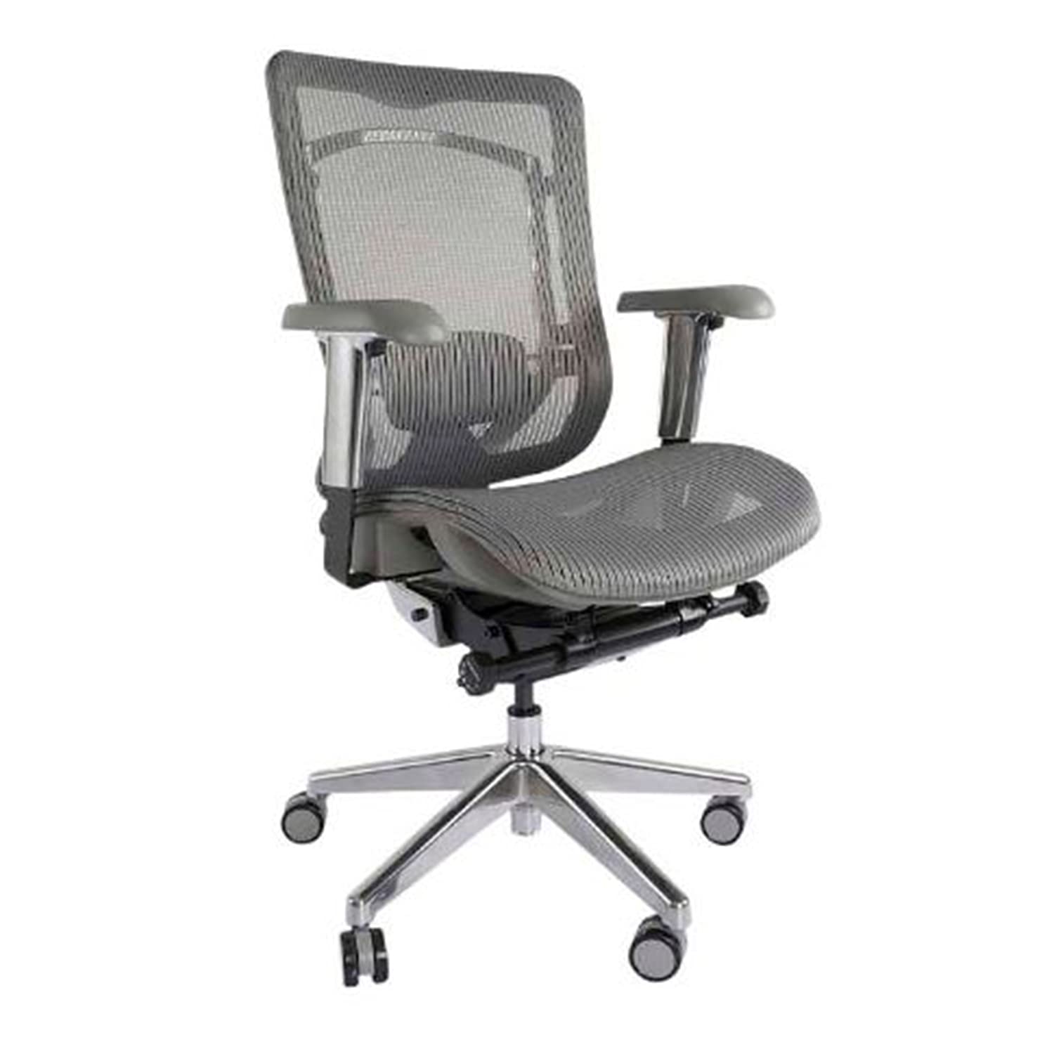Mahmayi Sila 97729 Modern Medium Back Office Chair Ergonomic Executive Chair Computer Chair,Adjustable Height Thick Padded Metal Base Conference Chair for Home Office Swivel Adjustable Chair Grey