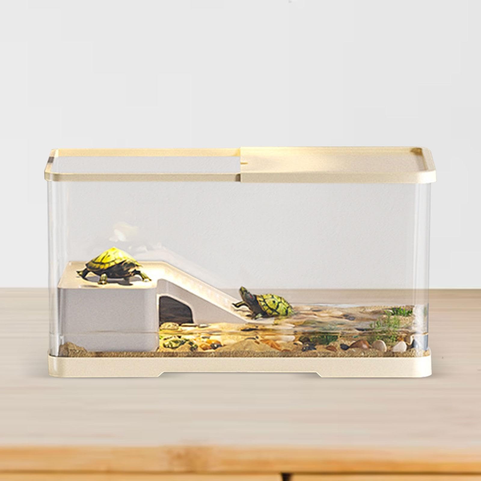 Acuario para Tortugas Acuario para Tortugas de Reptiles Caja de Cría de Tortugas Tanque con Área de Nado Alimentación Y Rampa Material Acrílic, m