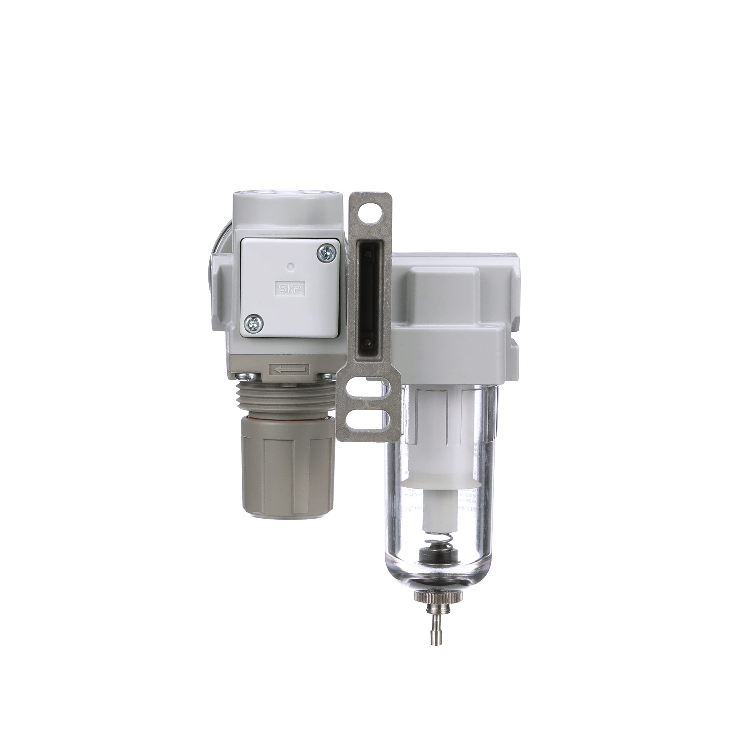 PneumaticPlus SAU220-N02G - Mini regolatore filtro aria compressa, 1/4" NPT – Poly Bowl, scarico manuale, staffa, manometro