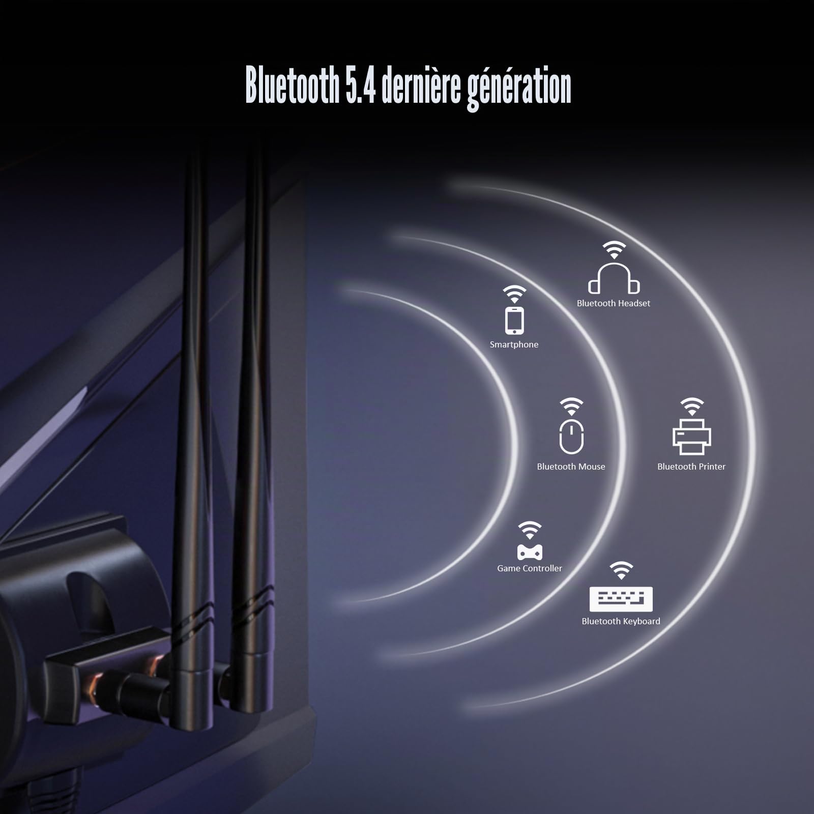 GLOTRENDS Carte WiFi 7 avec antenne d'extension de 2 mètres pour PC de Bureau, Intel BE200NGW, Compatible Uniquement avec Windows 11 24H2 ou Version supérieure (ne supporte Pas Les Cartes mères AMD)