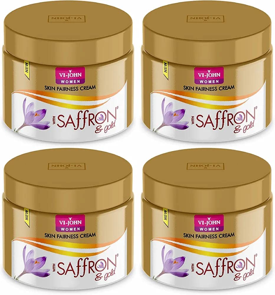 VI - JOHN Saffron&Gold Skin Fairness Cream For Unisex|Uneven Skin Tone&Rejuvenate Skin|Chemical Free&Non-Sticky Face Cream For Glowing And Dark Spots|Suitable For All Type Skin 50 Gm (Pack Of 4)