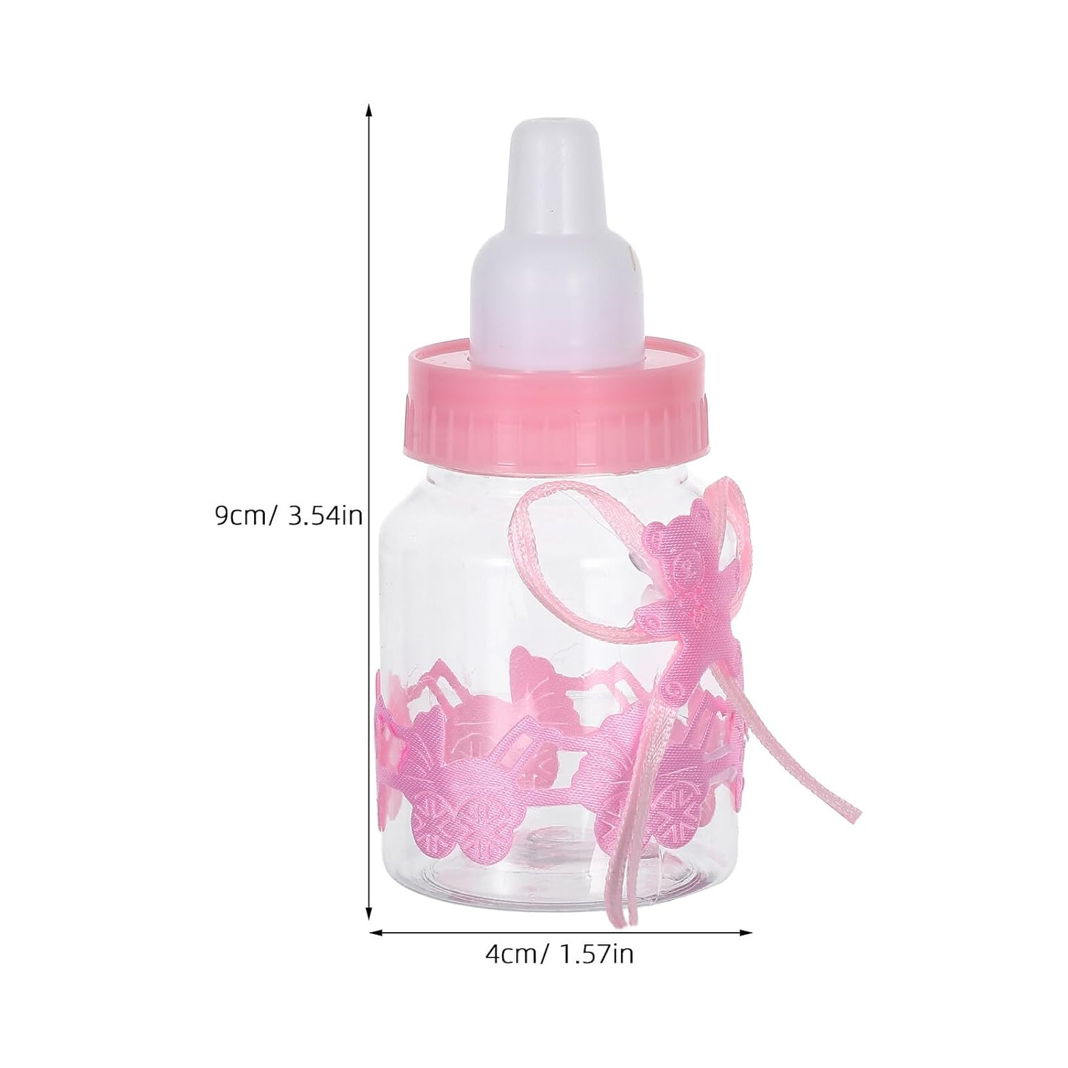 Luxshiny 24pcs Bear Shaped Candy Treat Boxes Milk Bottle Candy Packaging Containers for Shower Party Favors Pink Color
