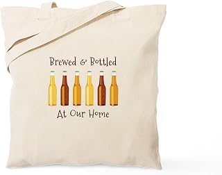 CafePress Brewed & Bottled at Our Home Tote Bag Reusable Natural Beige Canvas Shopping Bag