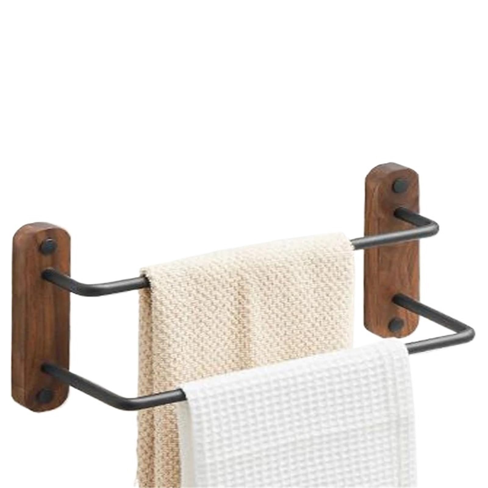 50cm Walnut Bathroom Towel Rack Bar, Non-Perforated Storage Holder Double