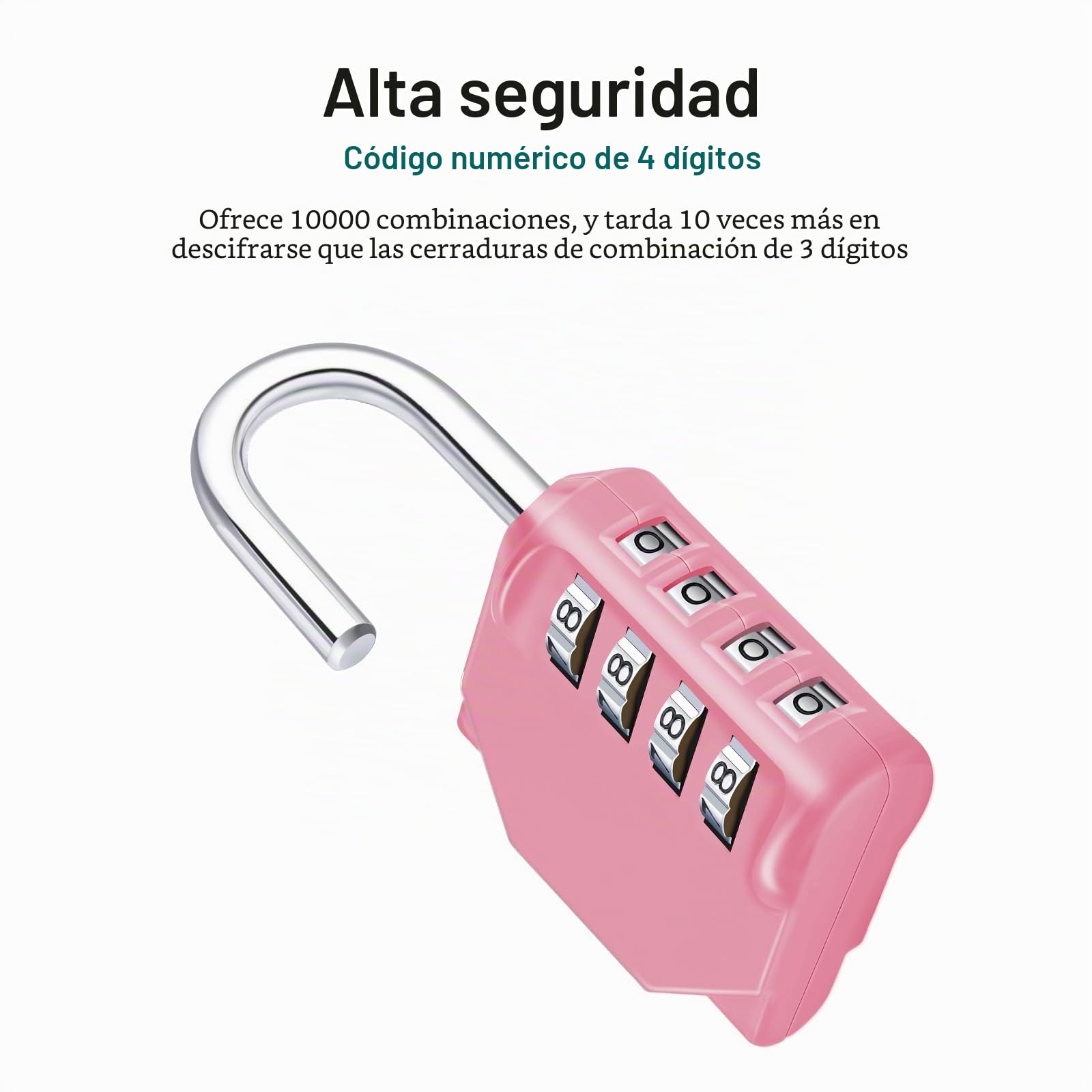 ZHEGE Candado Taquilla de 4 Digitos, Candado Combinacion Numerico para Gimnasio, Natacion, Escuela, Candado Combinacion Exterior para Vallas de Jardín, Cerrojo (Rosa)