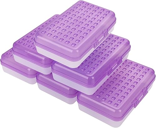 Miniatura 10 de BTSKY Paquete de 6 cajas multiusos, caja de lápices de gran capacidad con tapa, cierre a presión, soporte para lápices para organizar y transportar