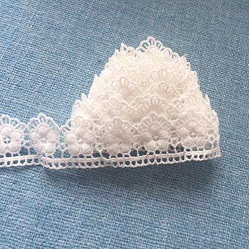 Ella Mama EL140 Ellamama White Color Embroidered Lace Trim Lace Ribbon 1-3/8 Inch X 5 Yards Flora Flower Pattern thumb #3