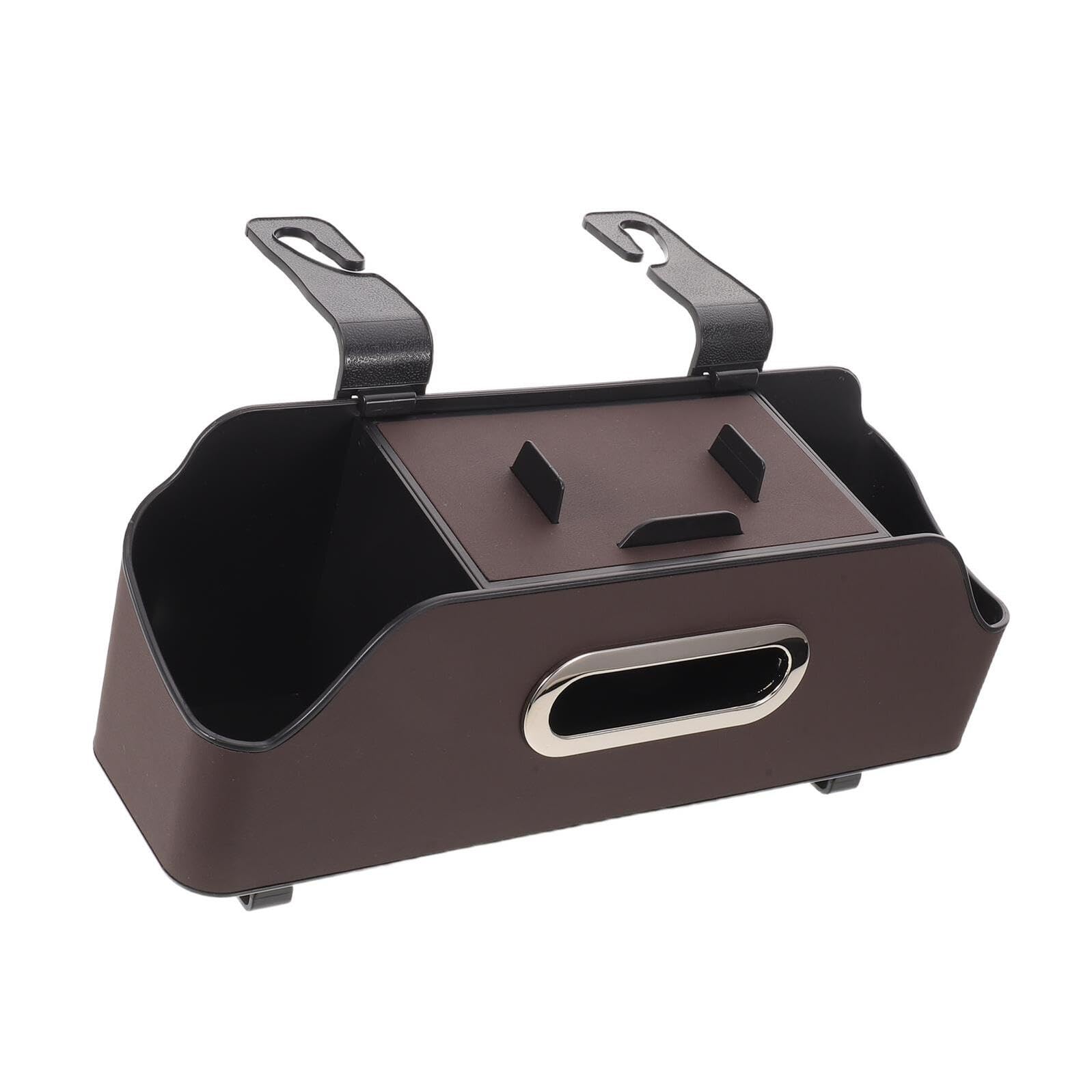 Boîte de rangement multifonction pour voiture marron avec porte-mouchoirs