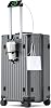 FREEFLY Hard Suitcase, Medium Cabin Suitcase, Carry On Luggage, 4 Wheel Suitcase, Best Lightweight Cabin Suitcase with Cup Holder USB Charging Port,Grey,20in