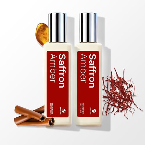 PUREFITTECH Aceite de perfume de feromonas para mujeres, aceite de perfume de feromonas de larga duración con fragancia de ámbar azafrán, 0.68 onzas