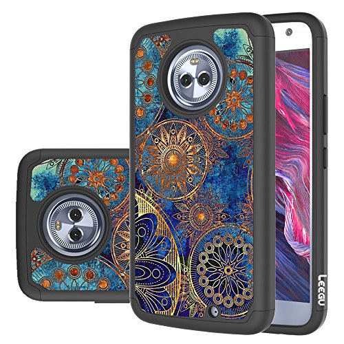 Moto X4 Case, LEEGU [Shock Absorption] Dual Layer Heavy Duty Protective Silicone Plastic Cover Rugged Case for Motorola Moto X (4th Generation) 2017 - Gear Wheel