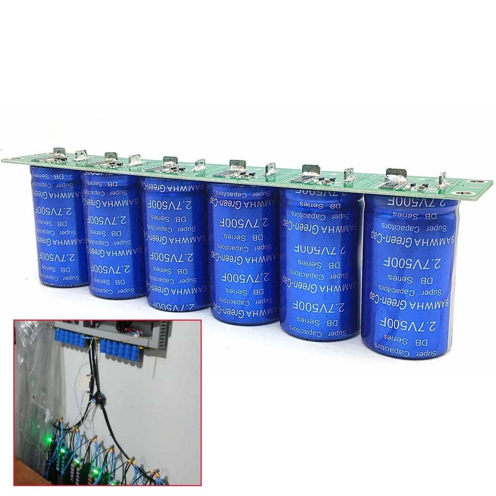 Super Condensador, 16V 83F Super Farad Capacitor Low ESR Capacitor con componentes de placa de protección para el viento solar de arranque del automóvil para Arranque de Coche (6 piezas)