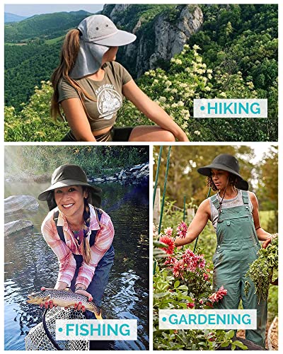 Wide Brim Upf 50+ Hiking Fishing Gardening Hat With Neck Flap Sun Protection Outdoor Safari Hats For Women 100% Nylon #TOP3