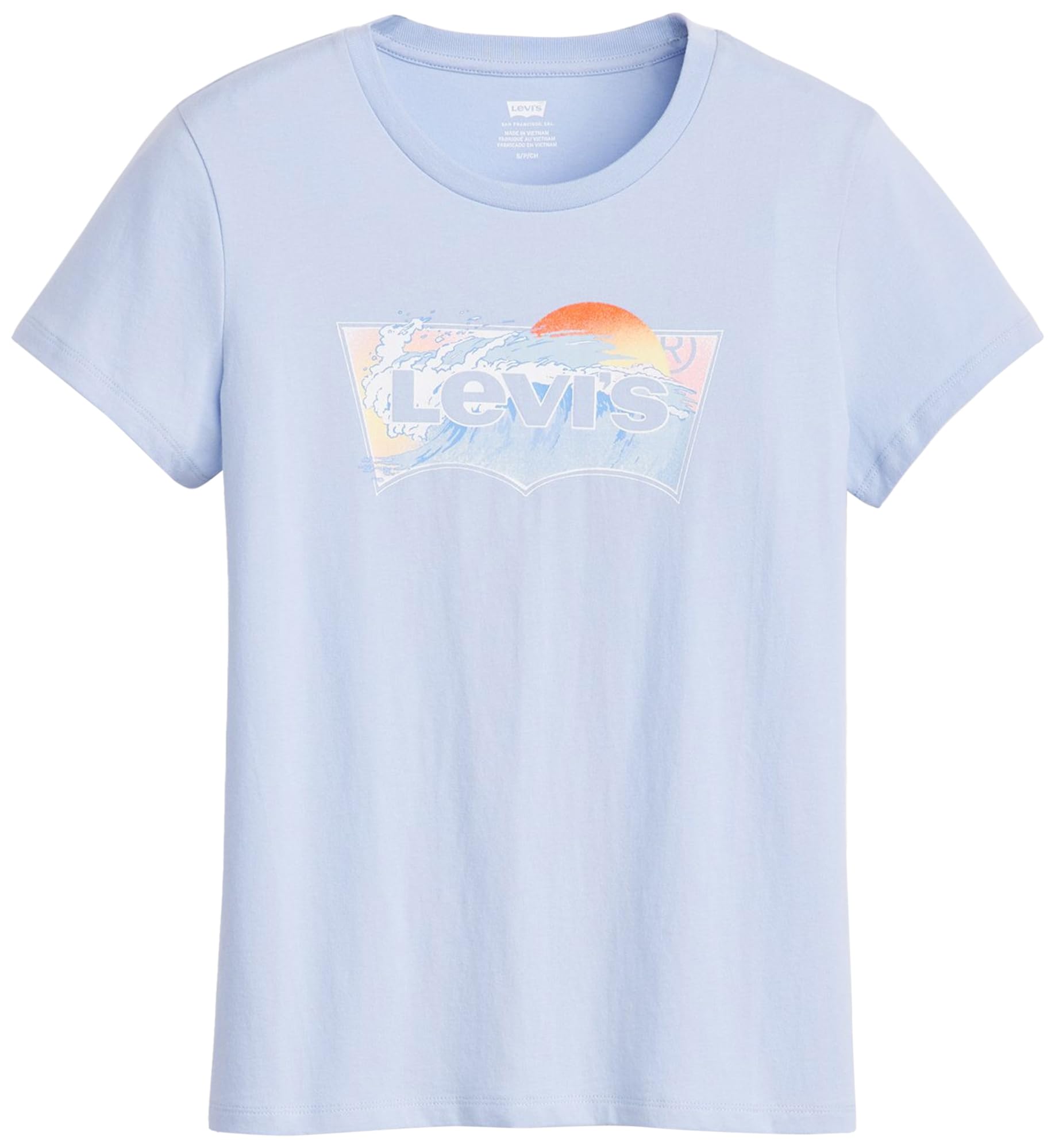 Levi's Women's The Perfect Tee- Graphic Batwing Logo T-Shirt, Wave Bw Fill Kentuck, XXS