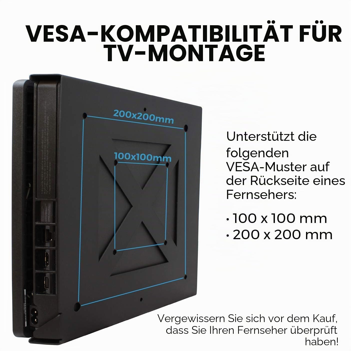 HumanCentric PS4-Halterung für PS4 Slim + 2 Controller-Halterungen im Paket, Befestigung an der Wand oder der Rückseite des Fernsehers, passt nur auf PS4 Slim