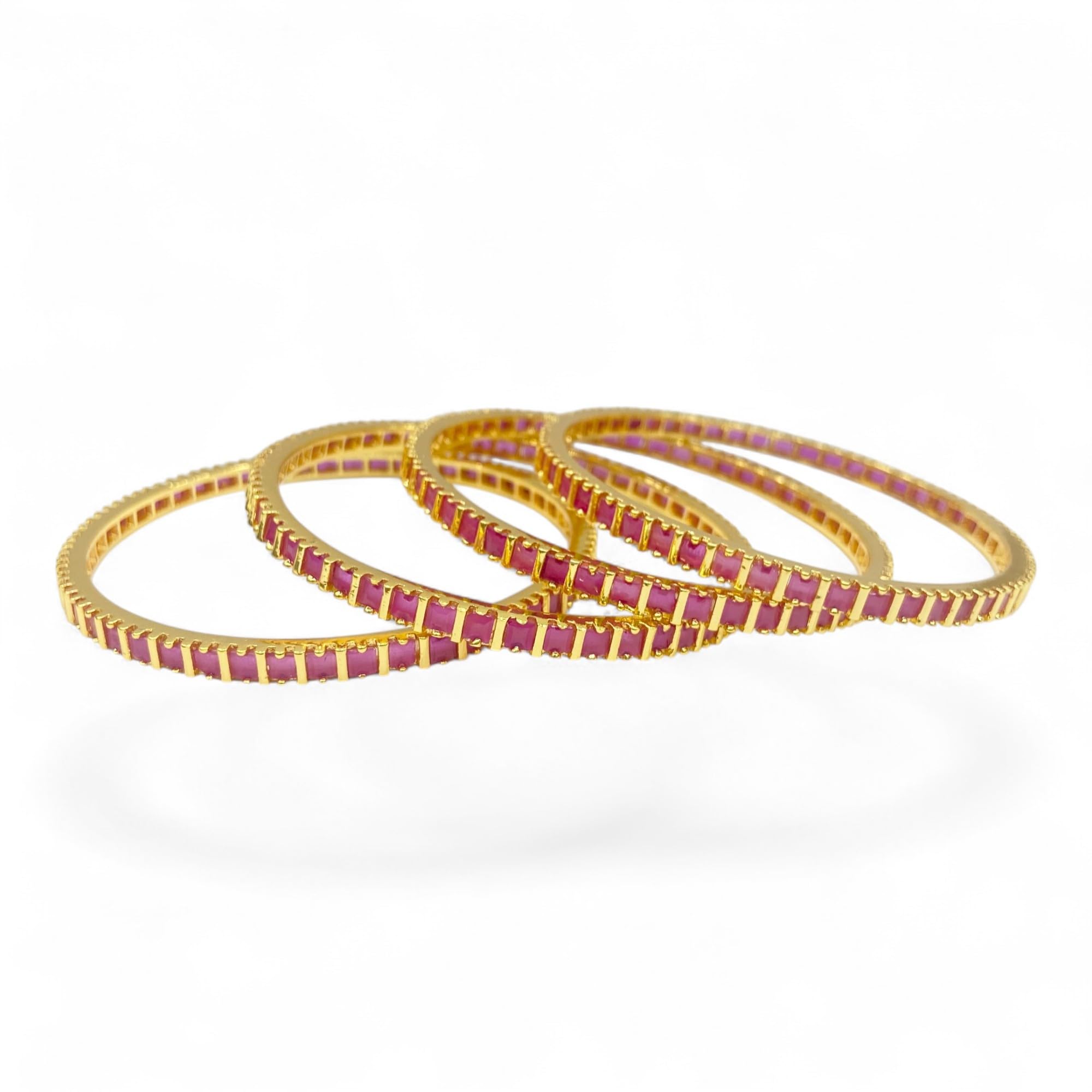 Chokki Bangles for Girls & Women - Elite Quality | Set of 4 | Traditional, Wedding & Festival Wear Jewelry | Ruby Red 2.6"