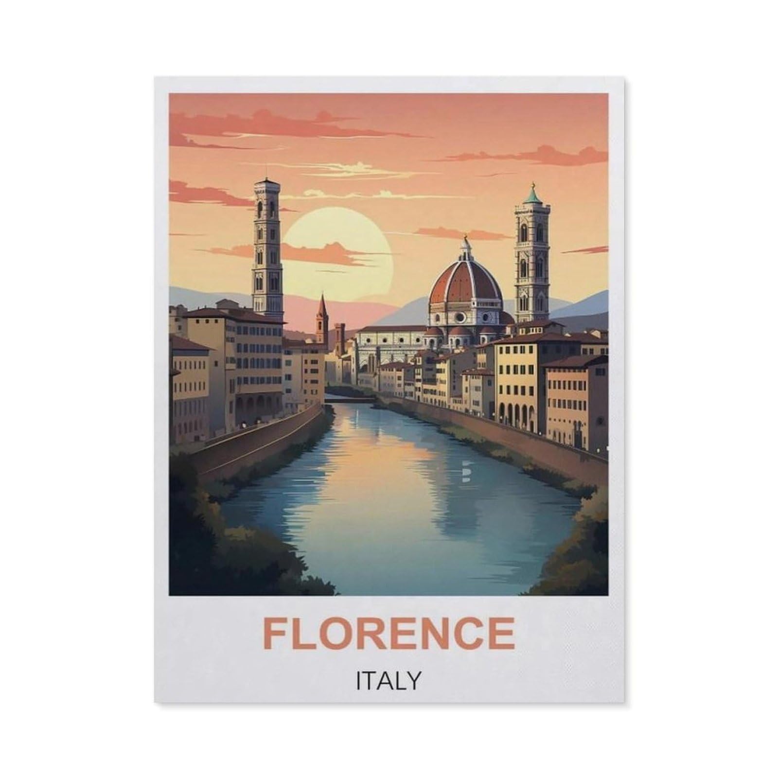BEAYODKP DIY 5D Diamond Painting Kits，Florence Italy Vintage Travel Poster，Diamond Painting for Beginner Adults Rhinestone Numbered Diamond Arts Home Wall Decor（50 x 60 cm/19.68 x 23.62 inches）-CB9