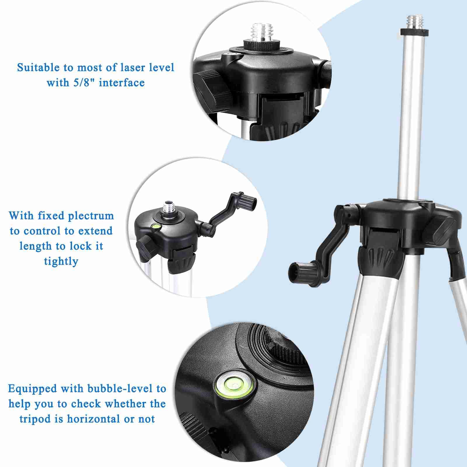 Bewinner Nivel Láser Autonivelante 3D de 12 Líneas, Haz Verde con Base Giratoria de 360° y Soporte de Trípode Ajustable, con Bolsa de Transporte para (multicolor)