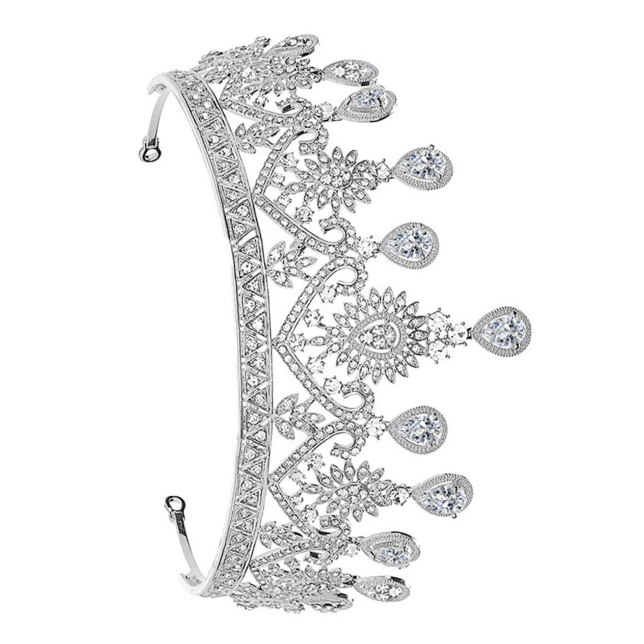 HONMEET tiaras y coronas de novia tiaras de boda accesorios para el cabello para mujeres accesorio para el cabello para mujer diadema plateada joyas para el cabello Silver