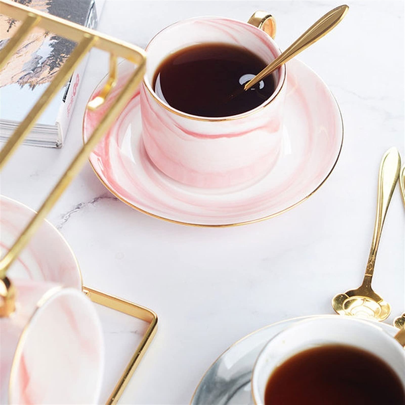 Set di tazze e piattini da caffè in ceramica tazza di concentrato di Pallet in legno Set da 6 pezzi Set da tè pomeridiano con coperchio in vetro ceramico  15