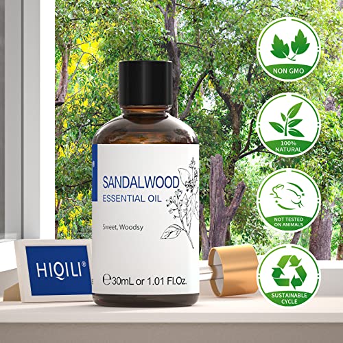 Hiqili Sandalwood Essential Oil, Pure Organic For Skin, Diffuser, Massage, Aromatherapy,Diy Soap And Candle Marking - 30Ml #TOP5