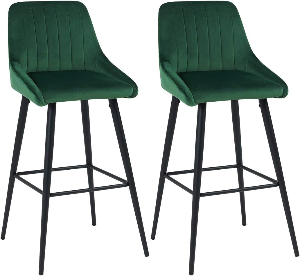 Buy Duhome Elegant Lifestyle Bar Stools Set Of 2 Barstools Velvet Stool Modern Bar Chairs With Green Bar Stool Kitchen Stools Dining Chairs Online In Indonesia B07ty72txw