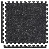 Alessco 8' x 8' x 3/8' (16 Pieces) Black/Grey SoftRubber Interlocking Comfortable...