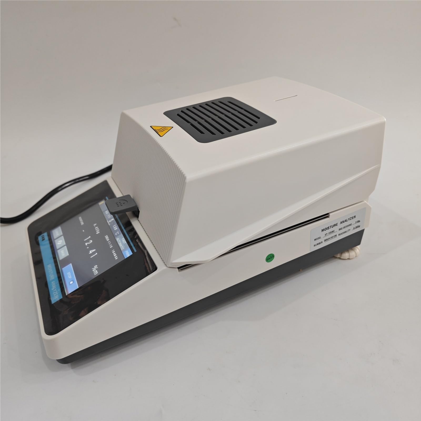 Medidor de Humedad, Medidor de humedad con calefacción halógena automática, analizador, probador de té, cereales, piensos, maíz, alimentos y plástico(110g/0.01g)