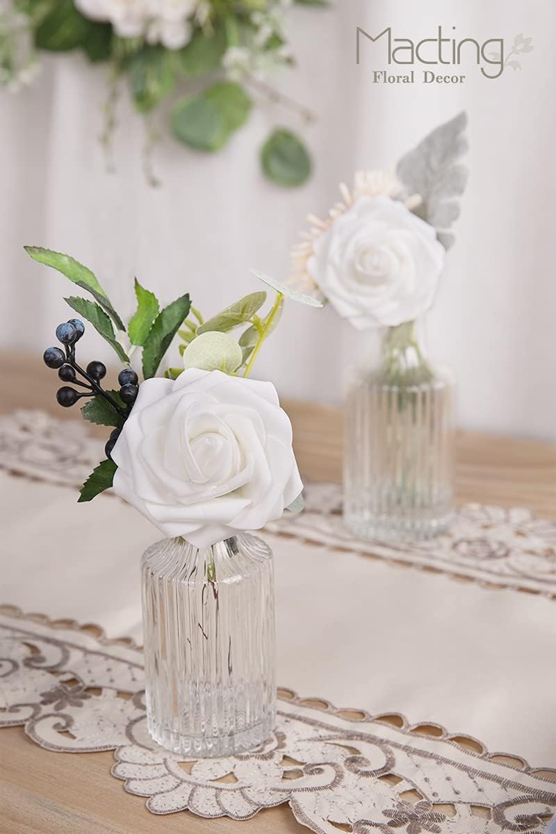 MACTING Artificial Rose Flowers, Real Touch for DIY, Bouquets, Wedding Party, Baby Shower, Home, Christmas Tree Decoration, 60 Pieces